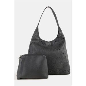 Fame Intricate Cutout Motif Leather Shoulder Bag